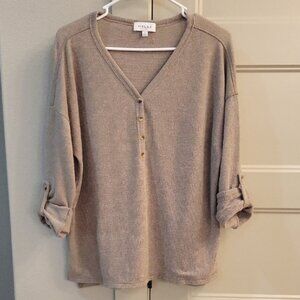 Sage Green V-Neck Button Sweater 3/4 Sleeve or full long sleeve shirt